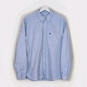 American Eagle Shirt Mens L Blue Collared Button Down LS Cotton Western Preppy